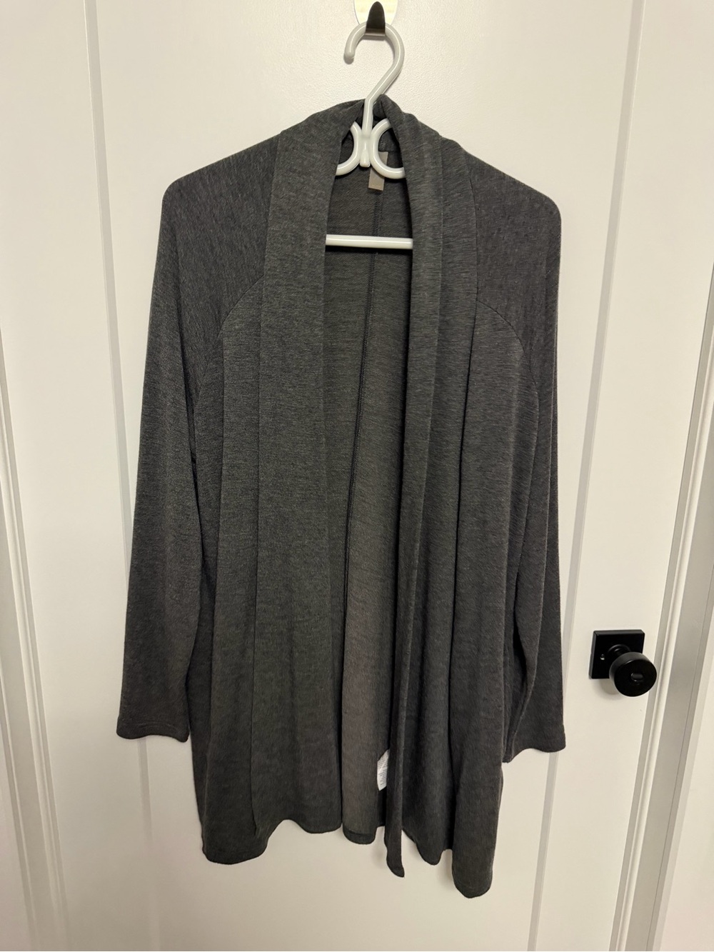 HYBA Charcoal Grey Open Front Draped Cardigan - Size XL